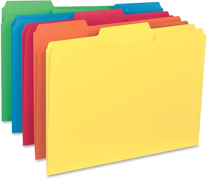 Smead Interior File Folder, 1/3-Cut Tab, Letter Size, Assorted Primary Colors, 100 per Box, Expandable File Folders for Filing Cabinet - Image 2