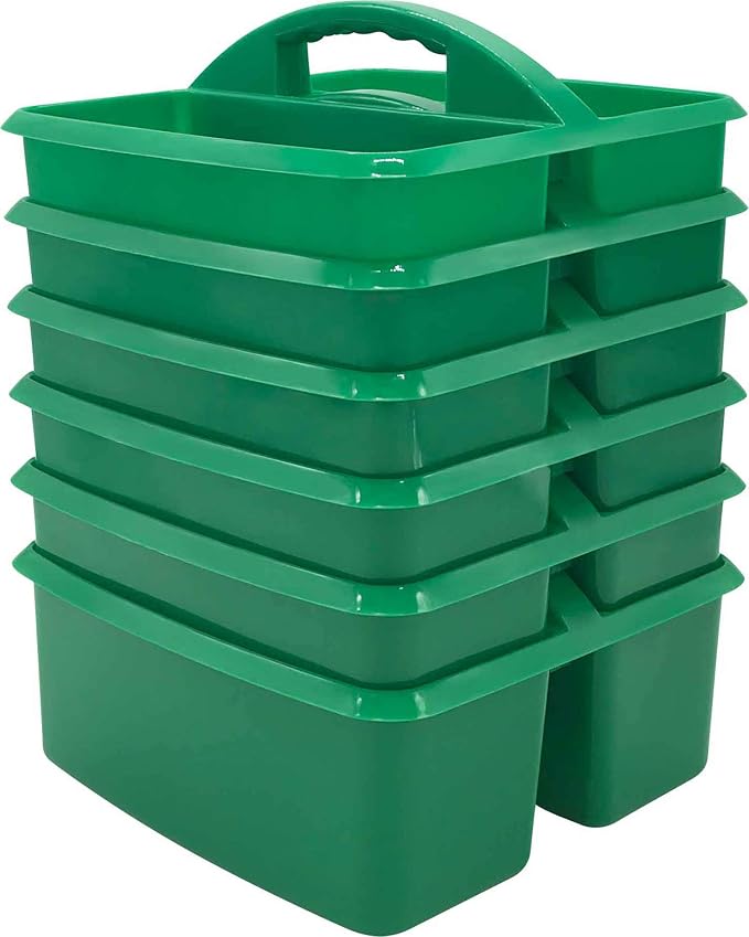 Teacher Created Resources Green Portable Plastic Storage Caddy 6-Pack for Classrooms, Kids Room, and Office Organization, 3 Compartment by TeacherCreatedResourcesOS