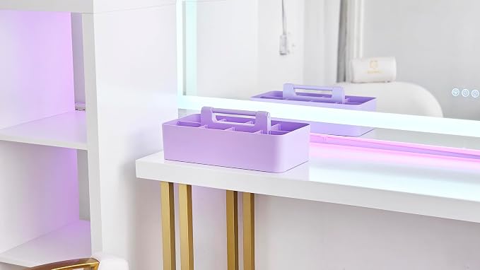 -Large Portable Caddy, DIY Dividers, 8 Compartments, School Office Supplies Home Business Basket with Handle Storage Modern Made in USA (3 PACK, Lavender) - Image 4