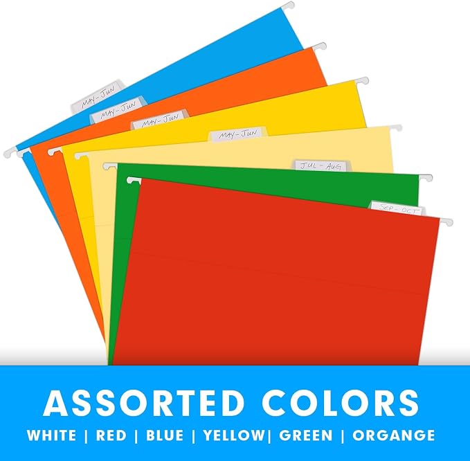 Extra Capacity Hanging File Folders, RAZCC 60 Pack Letter Size Reinforced Hanging Folders with Heavy Duty 2 Inch Expansion for Bulky Files, Filing Cabinet, Adjustable Tabs, Assorted Colors - Image 4