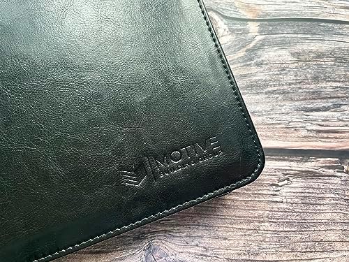 Black Leather Padfolio for Women/Men, Business Leather Binder 3 Ring Portfolio, Personalized Leather Portfolio Binder, Zippered Portfolio Organizer for A4 Notepad & 13-inch Laptop/Tablet - Image 2
