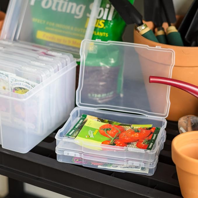 IRIS USA Photo Storage Box |Made in USA| 6 Cases - Clear | Fits 4" x 6" Pictures / Organizing Containers for Tasks, Stickers, Ephemera & Flashcards - Image 8