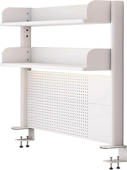 Clamp On Desk Organizer Shelf, White Desk Extender Pegboard Workstation,Computer Desk Accessories for Office, Privacy Panel for Gaming Desk,23.6/31.4/39.3in Desktop Shelving (white, 100cm/39.3in) by FPIGSHS