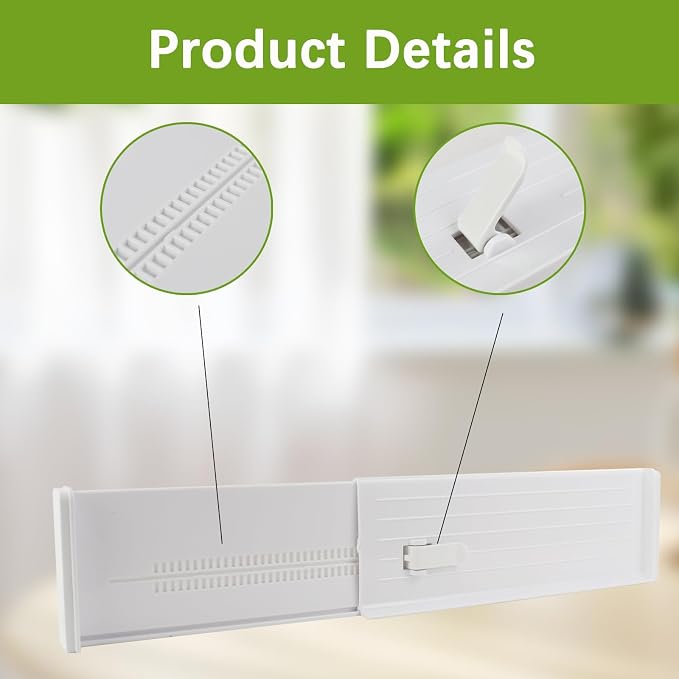 Set of 4 Adjustable Drawer Dividers, Plastic Drawer Dividers, DIY Drawer Organiser Set, Drawer Organiser for Socks, Kitchen, Office (4) - Image 3