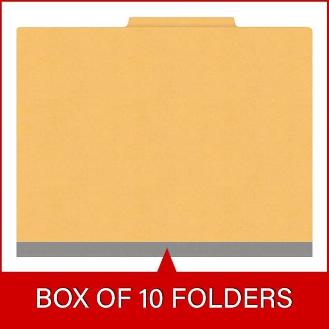 Heavy Duty End Tab Color Folders, 2/5 Cut ROC Top Tab, Letter Size, 1 Divider, Yellow (Box of 10) - Image 6
