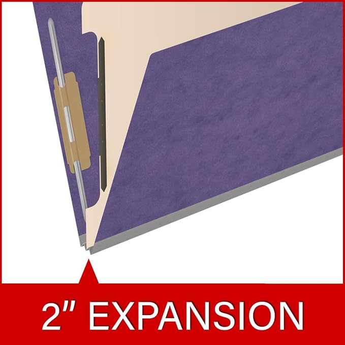 25 Pt. Pressboard Classification Folders, 2/5 Cut ROC Top Tab, Letter Size, 1 Divider, Purple (Box of 10) - Image 7
