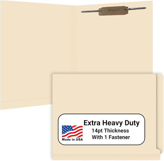 Manila File Folders, Doctor Stuff, Letter Size Reinforced End Tab Folder with 2" Bonded Fastener on Inside Back, 14 pt Stock, Box of 50 by DoctorStuff
