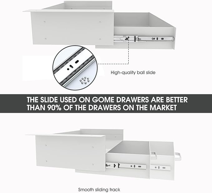 GOME White Under Desk Drawer Storage with Laptop/Book/Folders Shelf, Double Layer Easy Slide-Out Undermount Drawer Organizer with Ball Sliding Track for Home Office Sit-Stand Workstation - Image 4