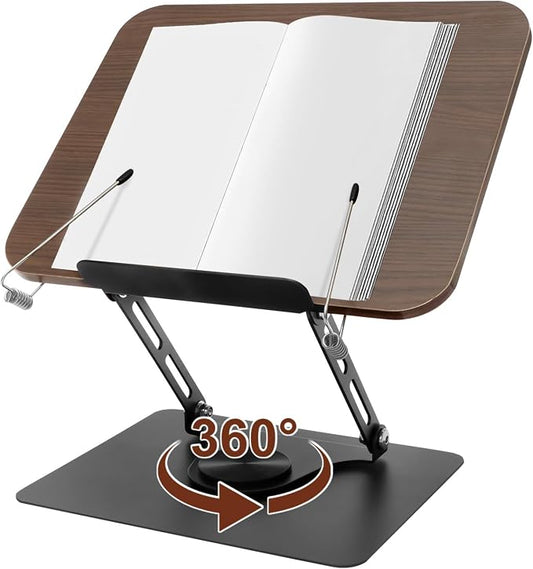 Book Stand for Reading Adjustable Book Holder with 360° Rotating Base Foldable Cookbook Stands for Home Office Kitchen Traveling Display Stand for Textbook, Recipe, Magazine,Tablet by Jokapy