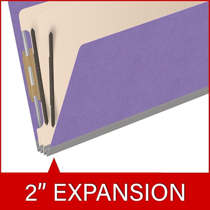 18 pt Heavy Duty Top Tab Color Folders, 2/5 Cut ROC Top Tab, Legal Size, 2 Dividers, Purple (Box of 10) - Image 7