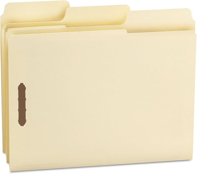 Smead SuperTab® Fastener File Folder, 2 Fasteners, Oversized Reinforced 1/3- Cut Tab, Guide Height, Letter Size, Manila, 50 Each per Box (14535) - Image 2