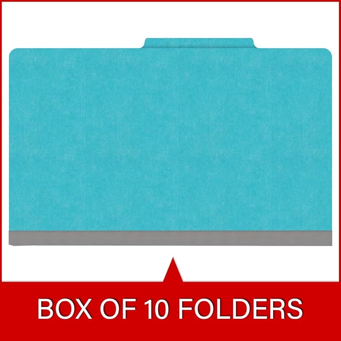 18 pt Heavy Duty Top Tab Color Folders, 2/5 Cut ROC Top Tab, Legal Size, 2 Dividers, Light Blue (Box of 10) - Image 6