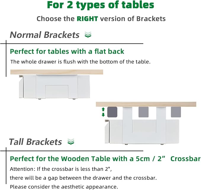 Under Desk Drawer 18”, Under Workbench Tool Storage Hanging Drawers | White Tall, Under Counter Shelf Pencil Drawer, Slide Pull Out Shop Drawer Base, Under Desk Lip with Crossbar Storage Drawer - Image 5
