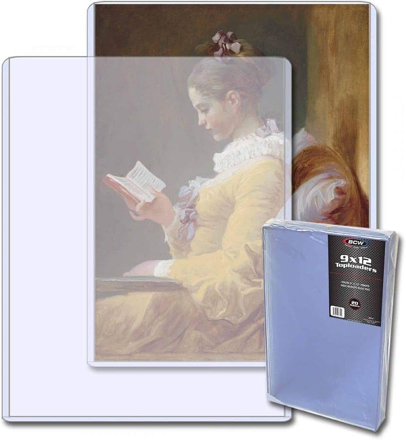 BCW 9x12 Topload Holder (20-Pack) – Rigid Print Protectors for Art Prints, Menus & Sheet Music | Hard Plastic 9x12 Sheet Protectors | Short Side Open 9x12 Top Loaders by BCW