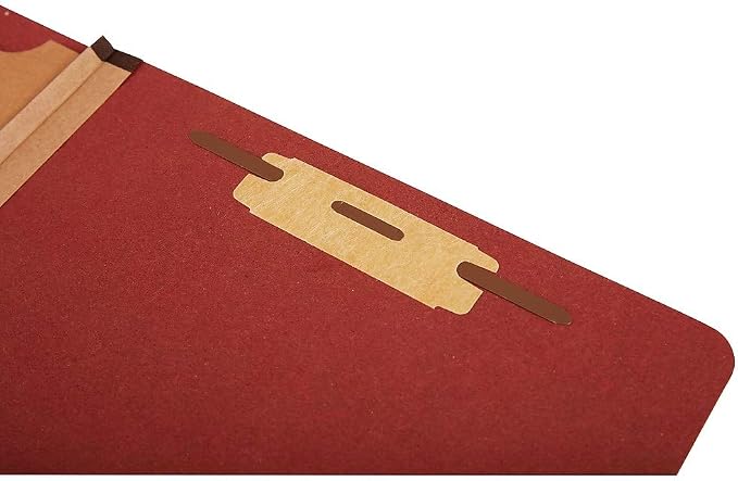Staples Classification Folders, Legal Size, 2/5‑Cut Top Tab, Red, 1‑Divider, Heavy‑Duty Fastener Design – 20/Box - Image 3