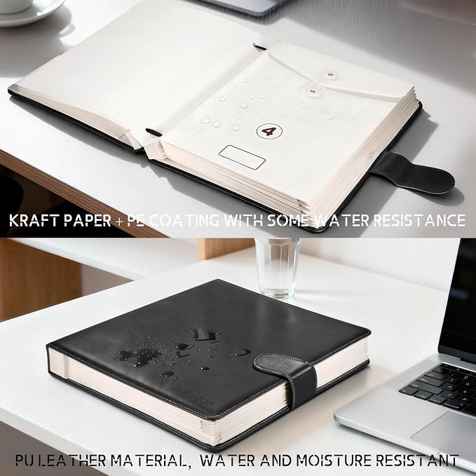JOYCE Important Document Organizer 14 Expanding Pockets,Black | Waterproof leather binder with 13 Card Slots for Passports, Birth Certificates, Tax Files and Wills - Image 7