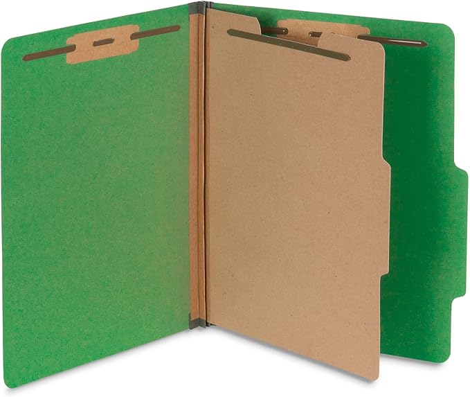 Blue Summit Supplies 10 Green Classification Folders, 1 Divider, Letter | Heavy duty 25pt pressboard, 1 divider, 2 in expansion, 2 prong fasteners, medical, legal and office files - Image 7