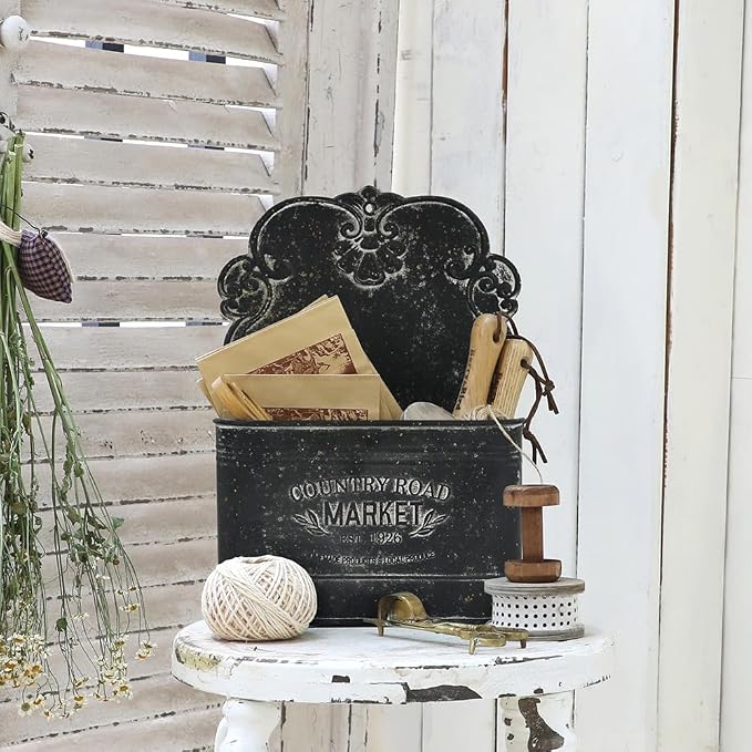 Metal Hanging Storage Baskets Wall Baskets for Mail, Files,Flowers, Books & Accessories, Wall-Mounted Organizer for Entryway, Kitchen, Office, French Farmhouse Decor (Black) - Image 4