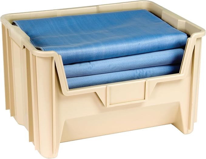 HE HUDSON EXCHANGE 20" x 15" x 12.5" Plastic Giant Stackable Hopper Bin, Tan - Image 3