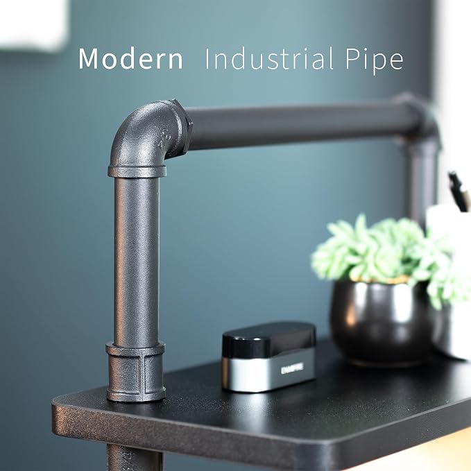 VIVO Clamp-on Premium 16 inch Industrial Pipe 2-Tier Tabletop Shelving, Heavy Duty Desk Extension Organizer, Modern Desktop Display Shelf, Black Shelves, DESK-SHELF16-2B - Image 6
