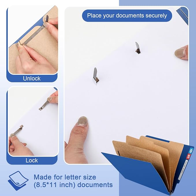 Skyygemm 24 Pack Classification Folders, Letter Size,3 Dividers,Dark Blue | Pressboard File Folders, 2 Prong Fasteners, 3" Expanding, Manila, End Tab, for Office School Legal Records Medical - Image 4
