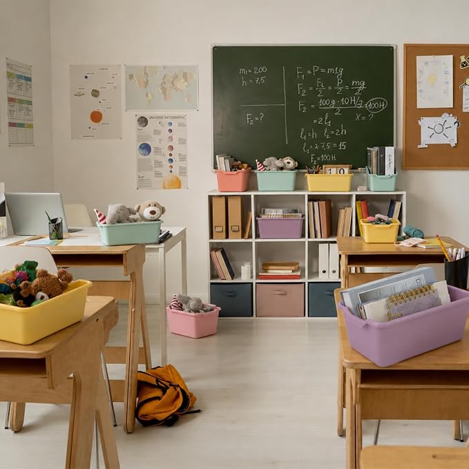 gisgfim 24 Pack Plastic Cubby Bins Classroom Book Bins Scoop Front Stackable Easy-to-Grip Toy Storage Tubs Containers for School Library Office Home Nursery Playroom Organization (Pastel Color) - Image 5