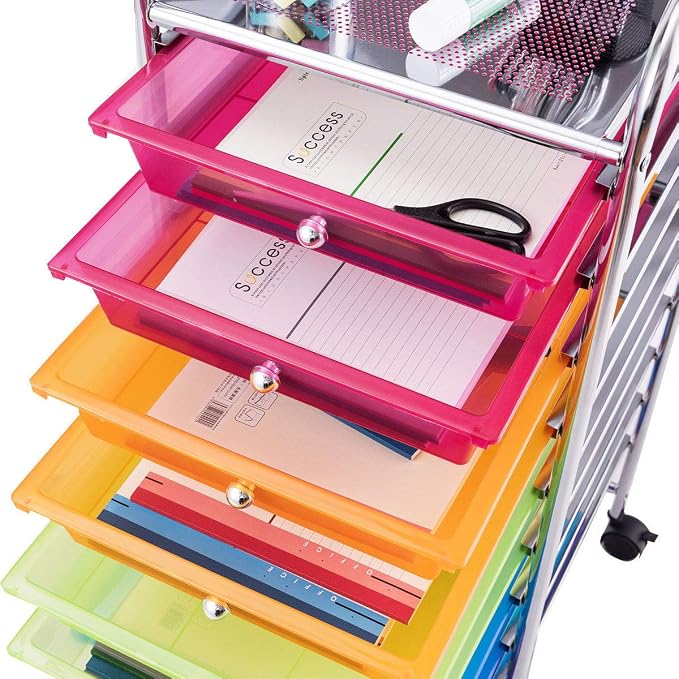 Giantex 10 Drawer Rolling Storage Cart Scrapbook Paper Office School Organizer (Multicolor) - Image 8