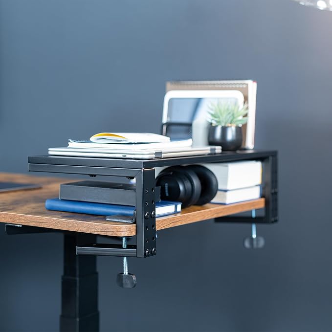 VIVO Clamp-on 22 inch Desk Extension Shelf for Gaming PC, Ergonomic Computer Monitor and Laptop Riser, Printer Stand, Versatile with Freestanding Feet Included, Desktop Organizer, DESK-SHELF22B - Image 7