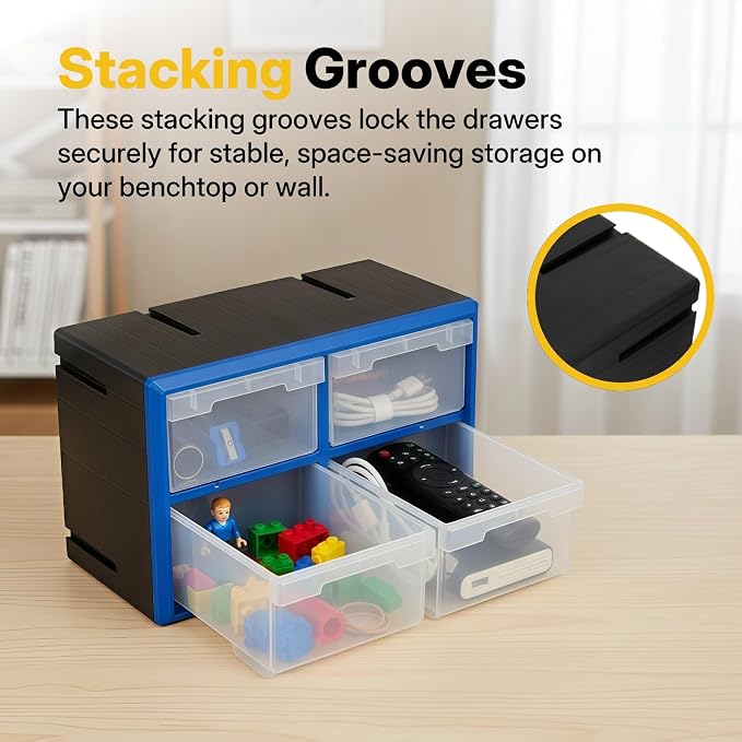 Northsky 4-Drawer Small Parts Cabinet, Stackable, Clear, 14.17 × 7.09 × 9.45 in 4 * Clear - Image 5