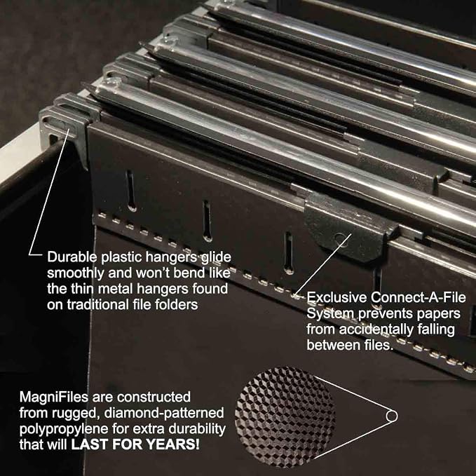 Ultimate Office MagniFile V-Bottom Hanging File Folders, Set of 5 Black | 11" Magnified Lens DOUBLES The Size of File Titles to FIND FILES FAST and Allows for Longer File Descriptions. Letter Size - Image 4