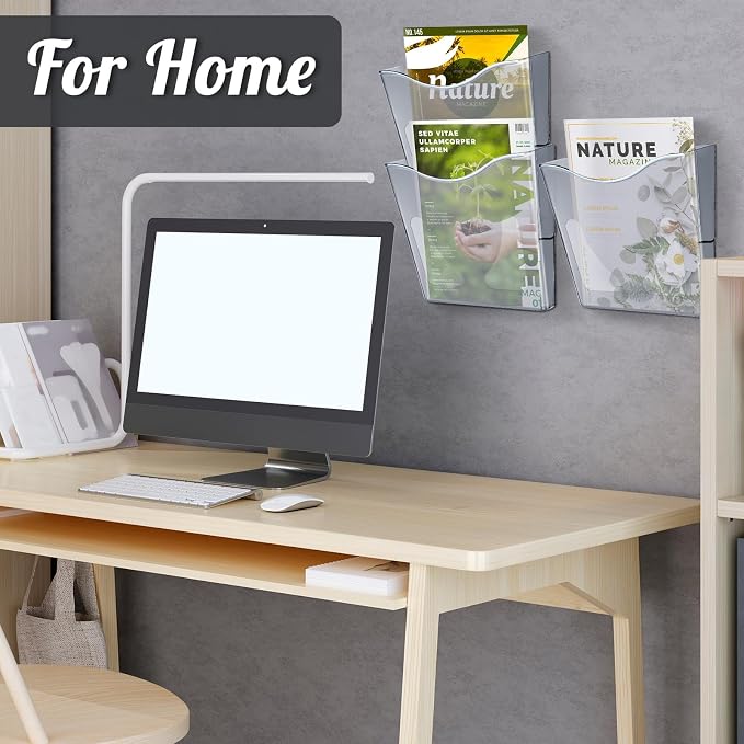 RattanView 10 Pack Acrylic Wall Pocket File Holders Single Pocket Wall Mount File Organizer Hanging Mail Magazines Organizers for Office Home Classroom(Transparent Black) - Image 5