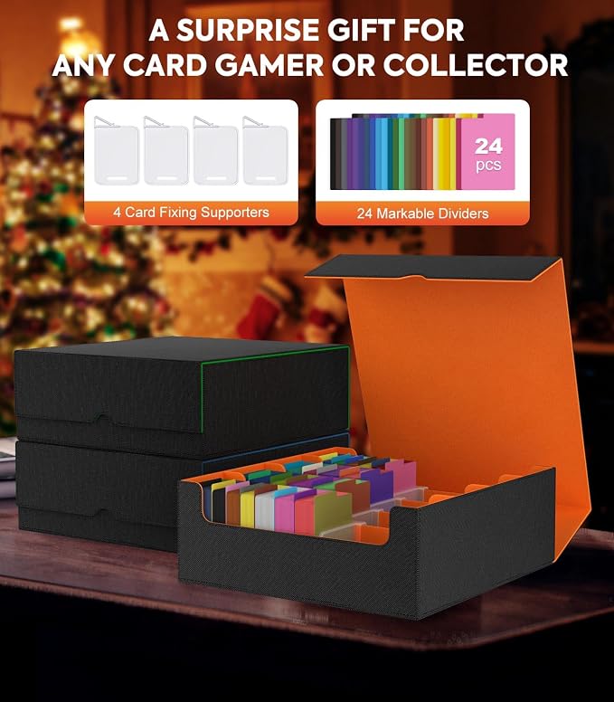 MoKo Trading Card Storage Box for MTG, 3000+ Card Organizer, Orange | MTG Deck Box, w/ 24 Colorful Dividers & 4 Card Supporters, MTG Card Storage for Magic Game, TCG, PTG Baseball and Sport Cards - Image 7
