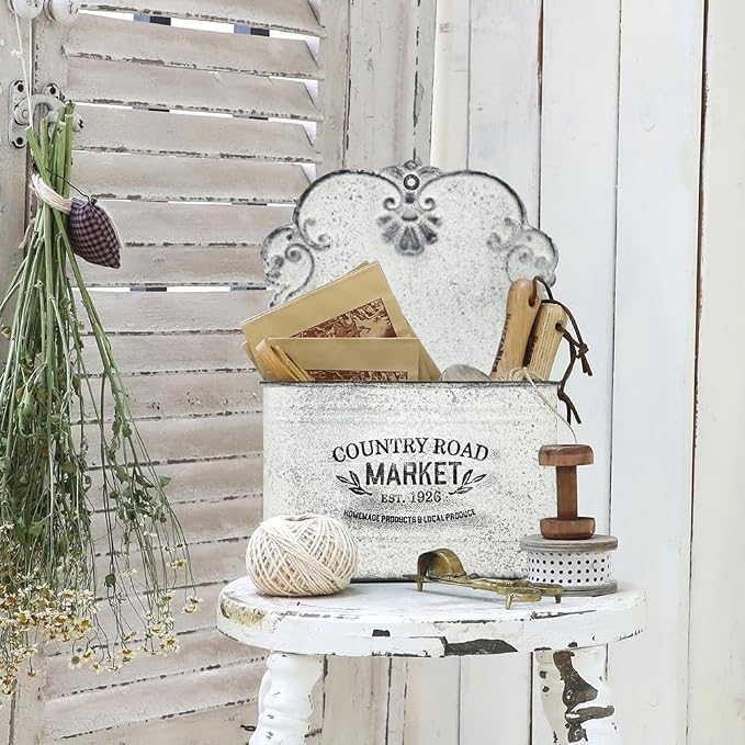 Hanging Storage Baskets Metal Wall Baskets for Mail, Files, Books & Accessories, Wall-Mounted Organizer for Entryway, Kitchen, Office, French Farmhouse Decor（White） - Image 5