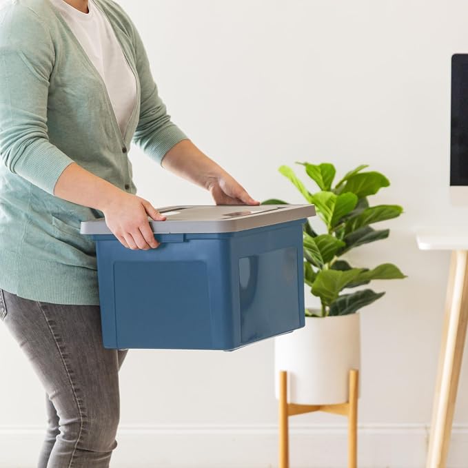 IRIS USA 35 Qt. Letter/Legal File Box with Latching Lid, Navy/Gray | Protect important documents, letter and legal files with secure storage for home offices, moving, and long-term organization - Image 8