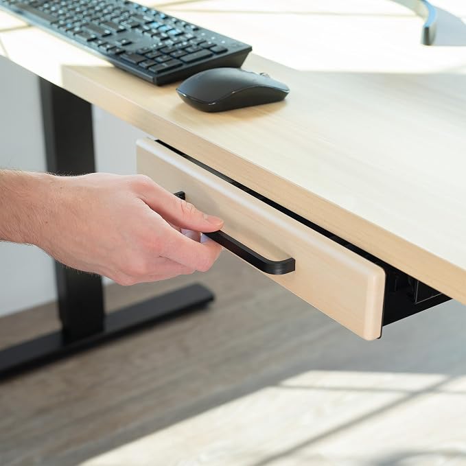 VIVO Light Wood 13 x 9 inch Under Desk Storage Drawer, DESK-DR1H-C | Sliding Steel Pull-out Drawer for Office Desk, Pull Handle, Storage Organizer for Sit Stand Workstation, Holds 11 lbs - Image 9