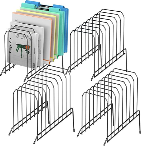 Incline Sorter Desk File Organizer, Metal Desk Magazine Folder Holder with 8-Section Vertical Compartments Rack File Organizer for Office, Home, School by MINDEPOT