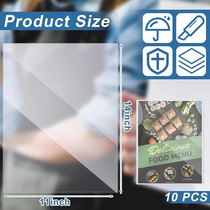 10 Pcs 11x14 Inch PVC Rigid Print Protectors, Heavy Duty Hard Plastic Poster Sleeves for Prints, Magazines, Photos & Paper, Ideal Rigid Menu Covers Paper Page Protectors - Image 3