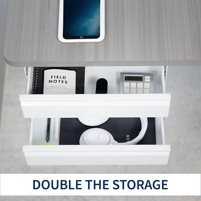 VIVO 16 inch Slide Out Dual Tier Desk Drawer, Under Desk 2 Layer Storage, White, DESK-DR02W - Image 8