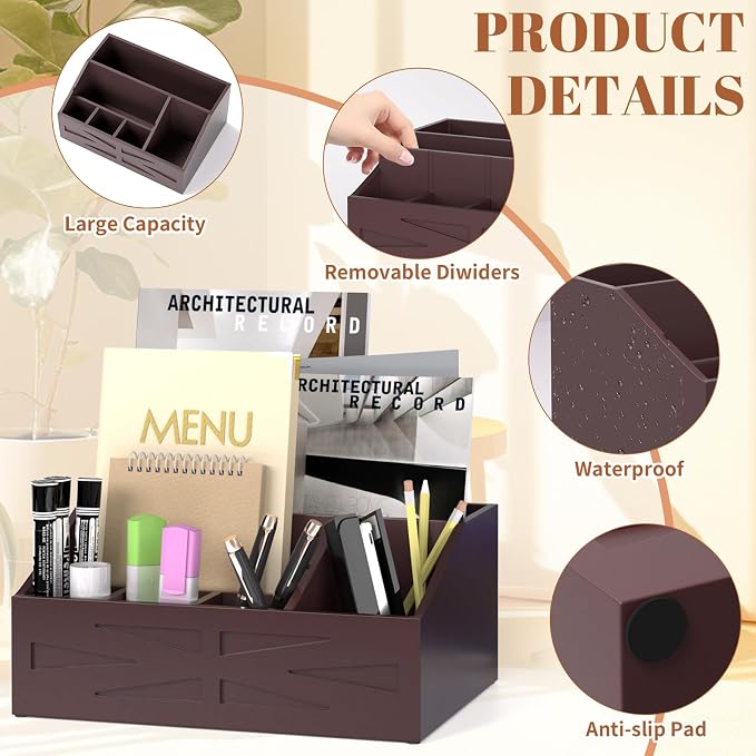 Large Mail Organizer Countertop,Farmhouse Desk and Kitchen Countertop Storage, Letter Sorter, Desk Mail Organizer and Bill Organizer, Desktop File and Paper Holder - Image 3