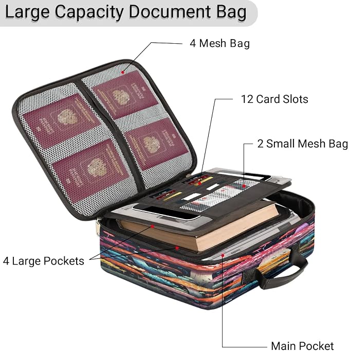 File Organizer Beautiful Mushrooms Document Organizer with Handle Portable File Organizer Bag Home Travel Storage Bags for Files Laptop Certificates - Image 4