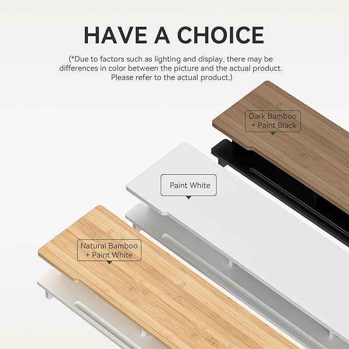 42.5" Dual Monitor Stand Riser with Phone Holder Desk Shelf White | Double Computer Monitor Stand for 55-72" Desk Wood Storage Organizer Cozy Computer Setup Workplace Organizer Keyboard Storage - Image 6