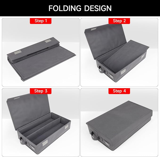 NUSWOR Upgrades Cassette Tape Storage Box - 3Pack - Grey | Dust-proof Cassette Racks with Lid - Audio Cassette Holder - Holds 144 Cassette Cases - 16.34 x 9.25 x 3.4 Inches - - Image 4