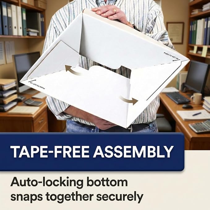 BOX USA Boxes with Lids and Handles (12-Pack) - File Storage Boxes for Office Supplies, Book Storage, Moving, and Packaging - Image 4