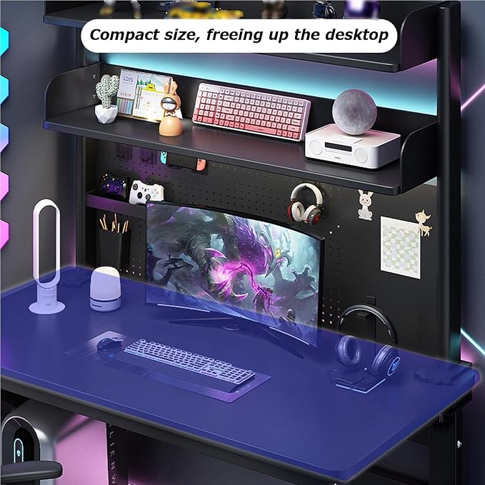 Clamp On Desk Organizer Shelf, BLACK Desk Extender Pegboard Workstation,Computer Desk Accessories for Office, Privacy Panel for Gaming Desk,23.6/31.4/39.3in Desktop Shelving System (, 80cm/31.4in) - Image 5