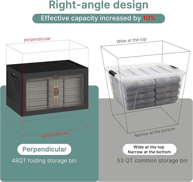 144QT Lockable Plastic Storage Bins, 3 Pack Collapsible Cabinets | Stackable Organizer with Doors & Wheels, Foldable Containers for Bedroom, Dorm, Office & Garage Storage - Image 4