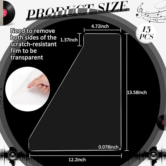 15 Pcs Acrylic Vinyl Record Dividers DIY A-Z Genre ERA BPM Tabs Plastic Vinyl Record Organizer Writable Dividers with Markers for Gift Album LP Records, 12 x 14 Inch, Horizontal and Vertical - Image 2