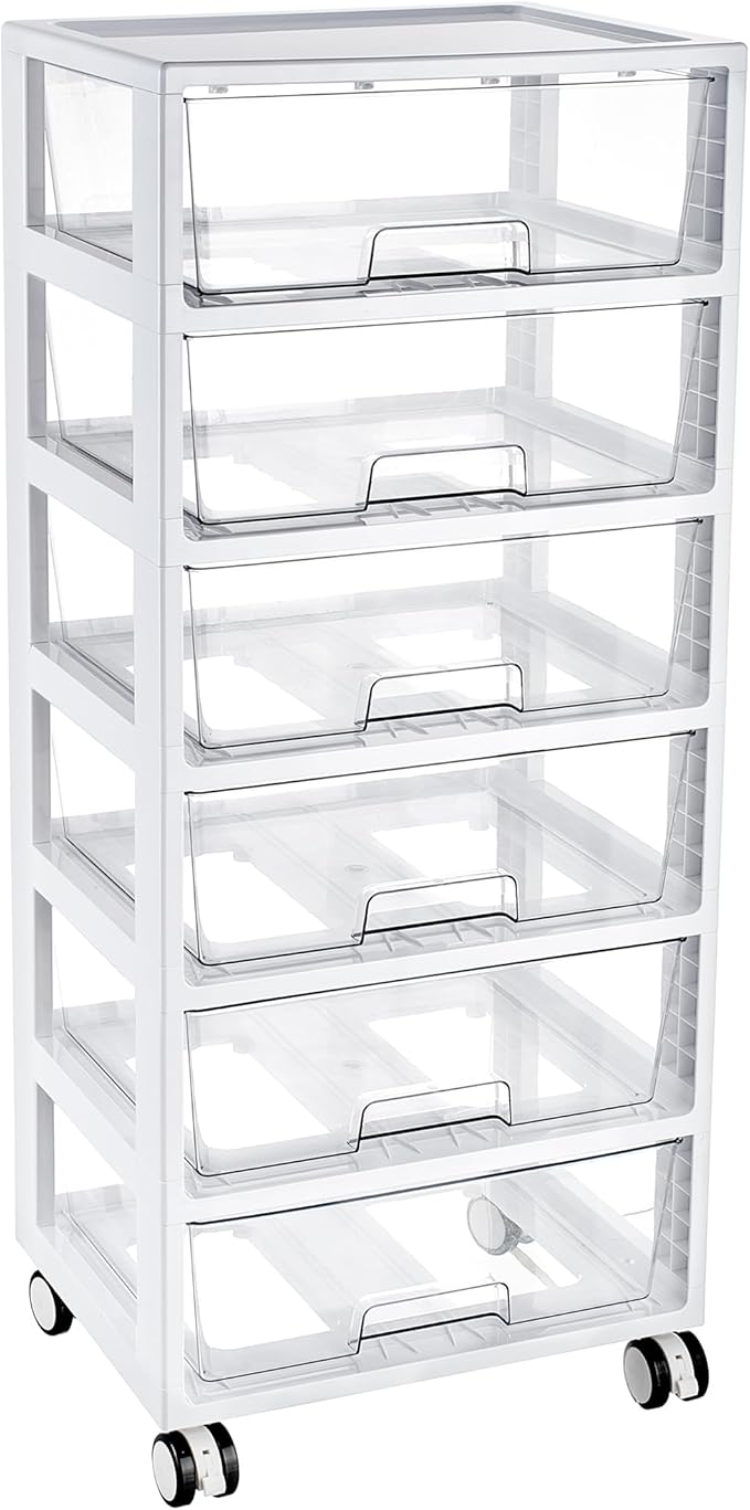 Vtopmart Rolling Drawer Cart, 6 Tier, Clear, Deep Drawers | Clear Deep Drawers, Visible Storage, Large-Capacity Organization, Crafts, Art, Toys, Bathroom, Classroom & Office Supplies by Vtopmart