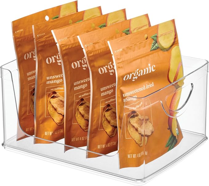 iDesign Stackable Open-Front Storage Bin with Handles, Clear | For Kitchen, Made in USA by iDesign