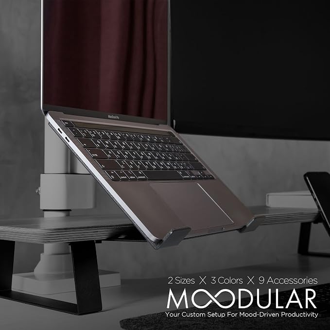 Moodular Laptop Tray Stand Add-On for Slide Rails, Do Not Use Alone | Accessory Only, Ergonomic Height, Swivel Adjustable, Quick Setup & Removal, Secure & Sturdy, Felt Padding, Black, MSA-LT - Image 2