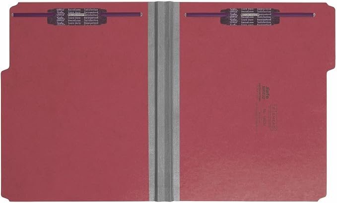Smead Pressboard Fastener File Folder with SafeSHIELD Fasteners, 2 Fasteners, 1/3-Cut Tab, 2" Expansion, Letter Size, Bright Red, 25 per Box (14936) - Image 6
